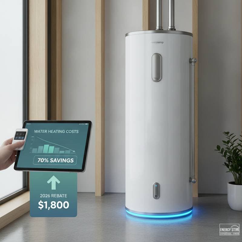 Image for $1,800 Rebate Cuts Heat Pump Water Heater Costs in Half